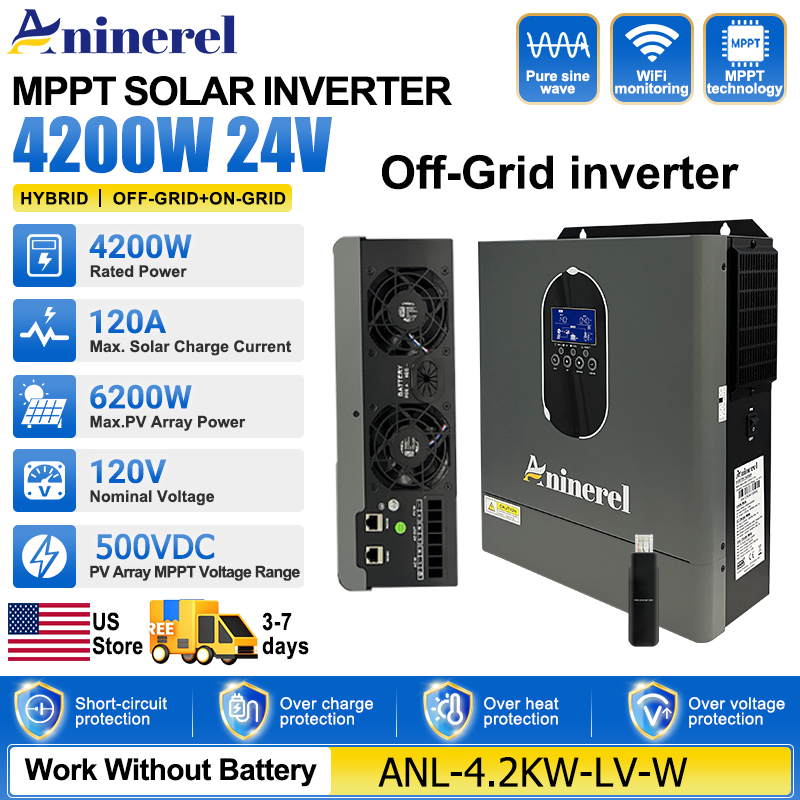Inverter Pure Sine Wave 60Hz 120V 3000W - Гибридный инвертор Aninerel 4200W 3KW 120V,