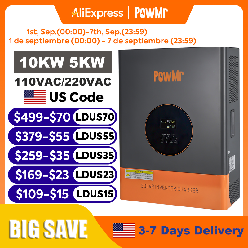 Split Phase Inverter 10Kw 110V 220V - Инвертор PowMr 10 кВт/5 кВт, двухфазный,