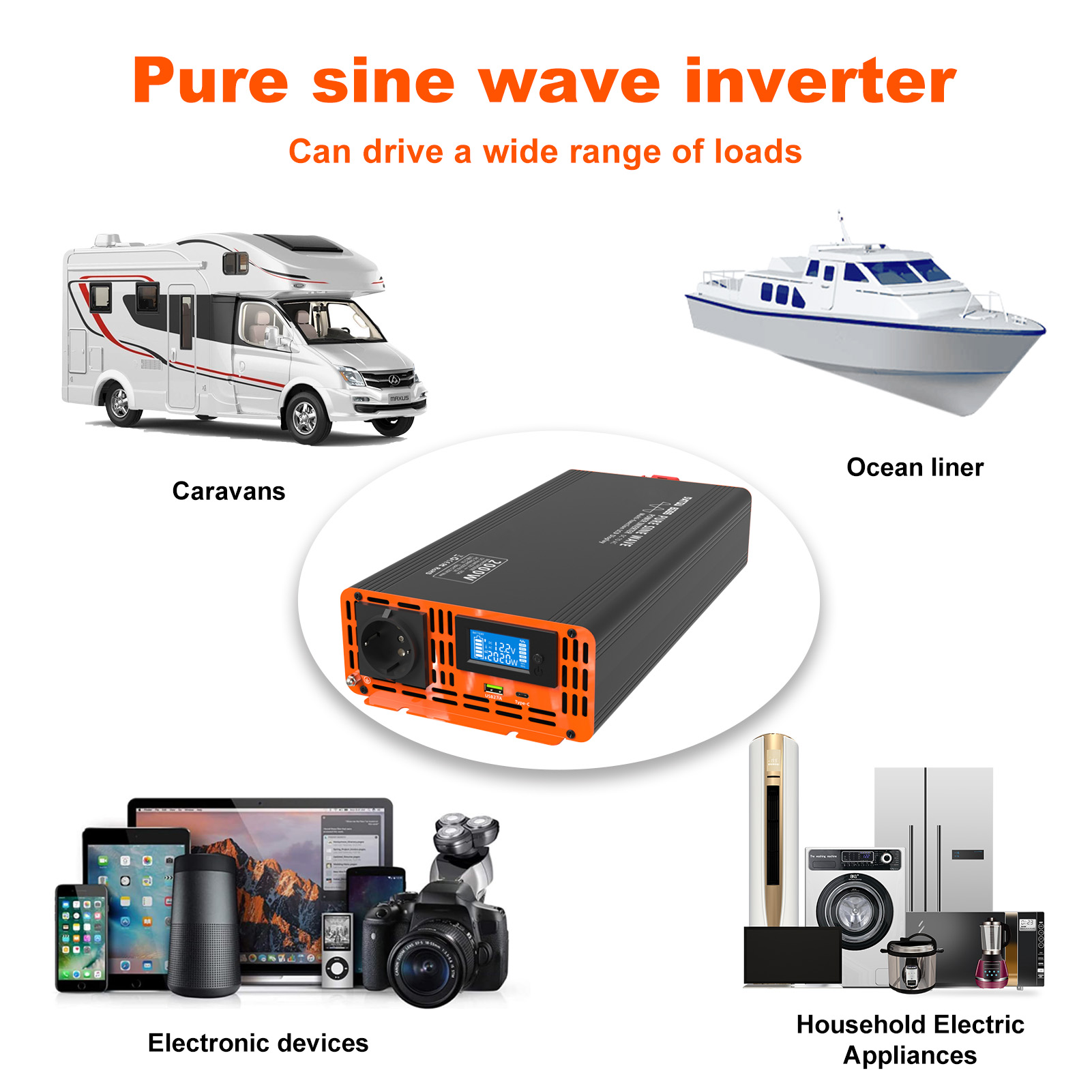 Пиковая мощность 4000 Вт 12 В  – обзор и цена Power Inverter 12V 220V 4000W Continuous