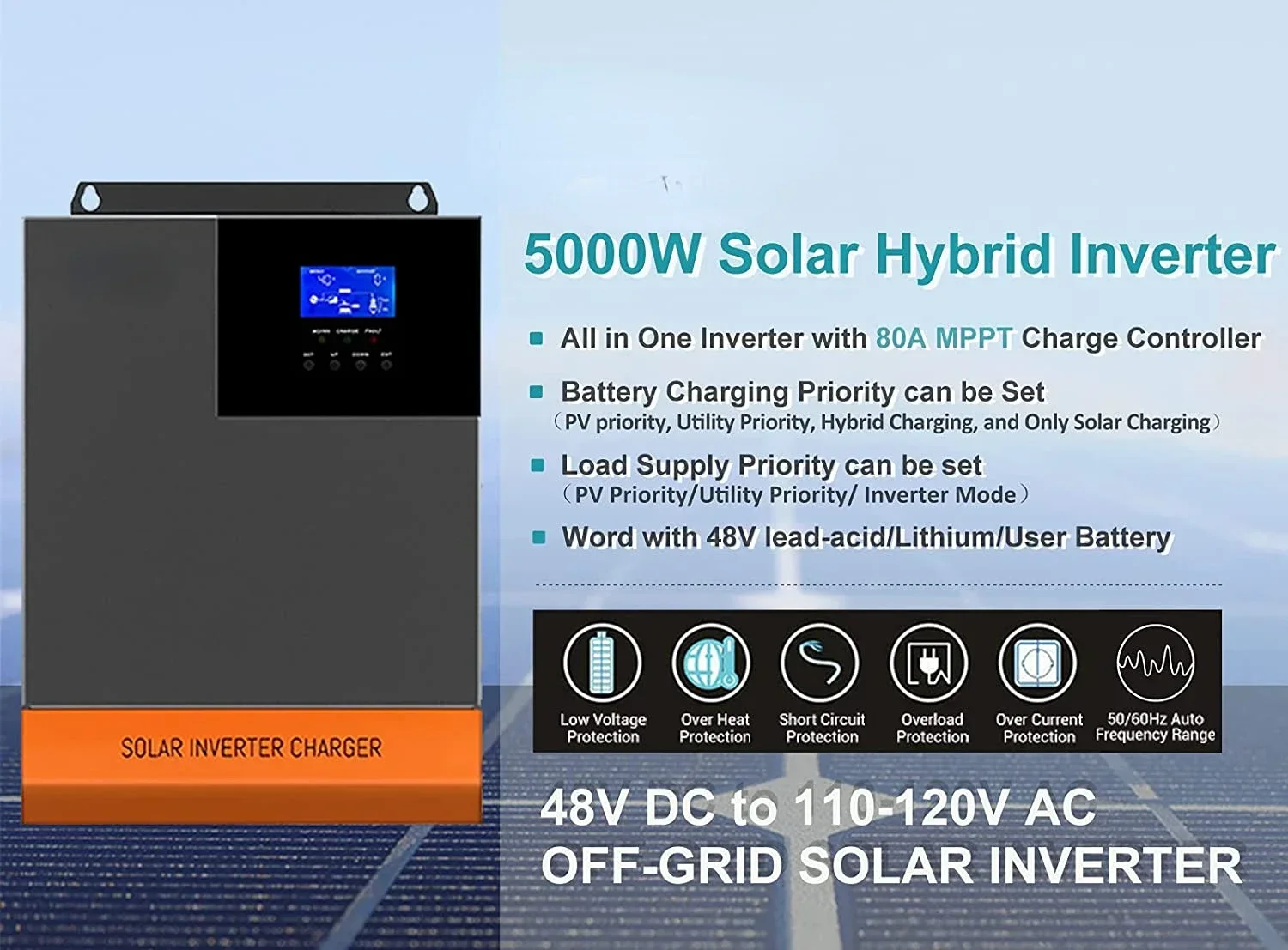 5,5 кВт MPPT 100A оптический 2 – обзор и цена Hybrid Solar Inverter 5.5Kw Mppt 48V