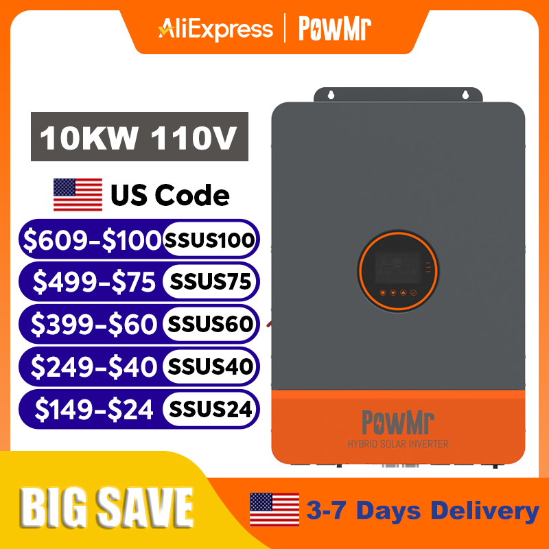 Инвертор PowMr 16 кВт/10 кВт,  – обзор и цена Split Phase Inverter 10Kw 110V 220V