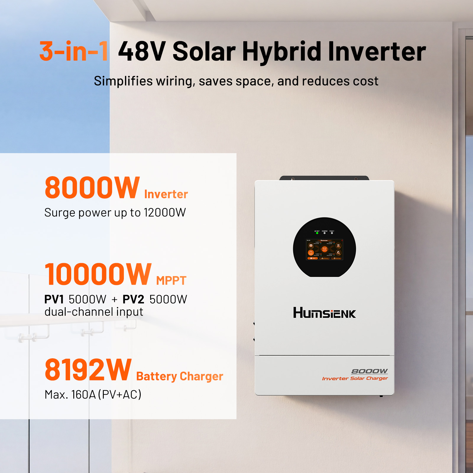 Гибридный солнечный инвертор H – обзор и цена Mppt Hybrid Inverter 48V 8Kw 3 Phase