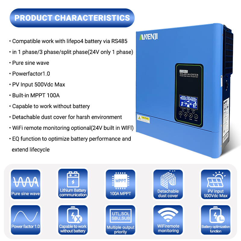 Гибридный инвертор 24В 3000Вт  – обзор и цена Inverter Pure Sine Wave 60Hz 120V 3000W