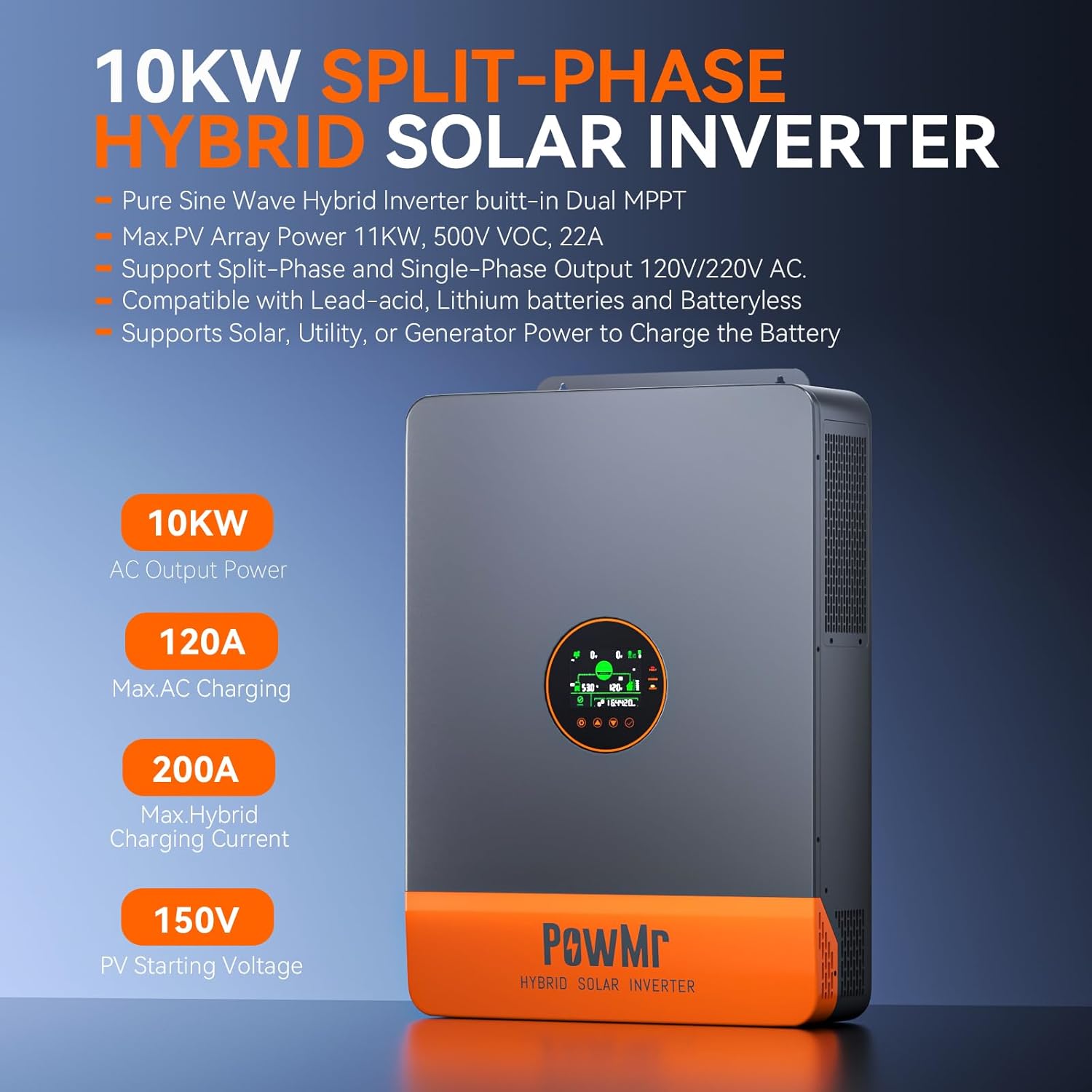 PowMr 10 кВт разделенный фазов – обзор и цена Split Phase Inverter 10Kw 110V 220V