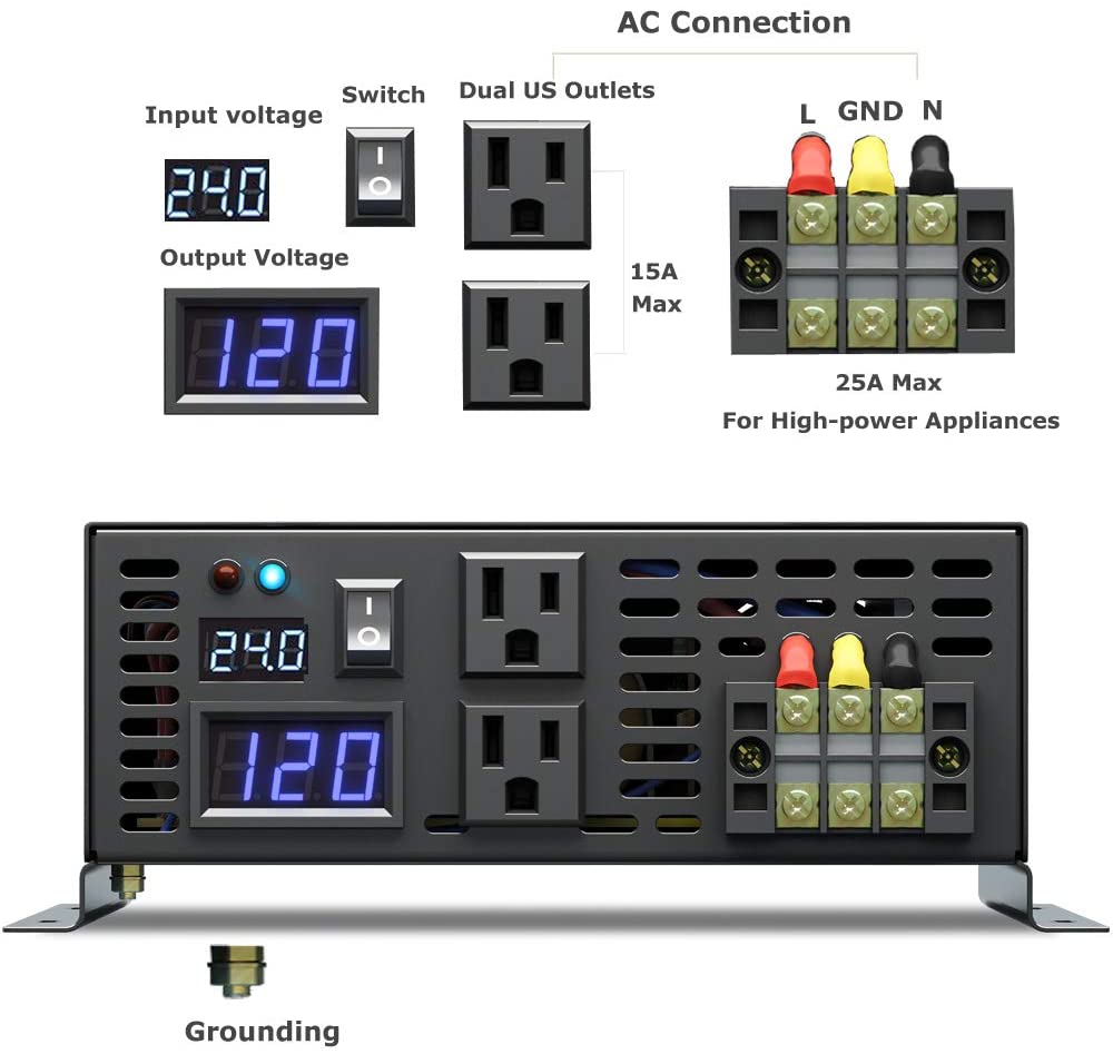 Инвертор чистой синусоиды 3000 – обзор и цена Inverter Pure Sine Wave 60Hz 120V 3000W